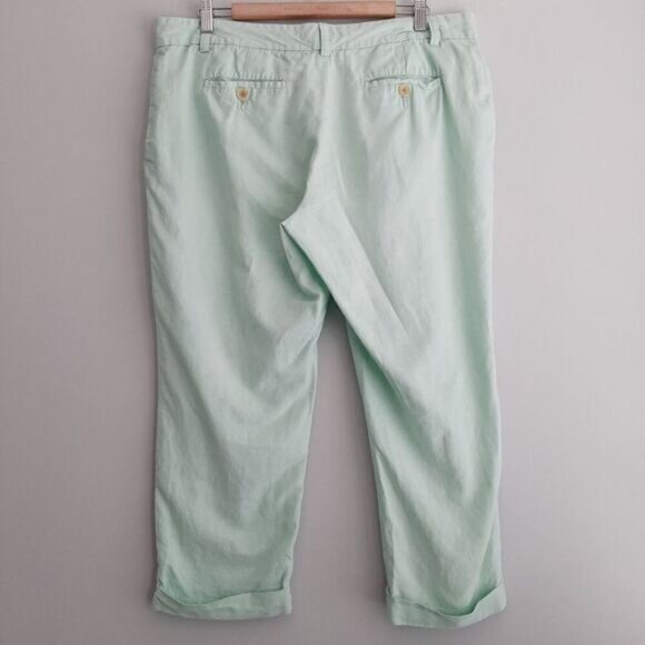 BANANA REPUBLIC Linen Cotton Blend Casual Crop Ankle Pants Pastel Green Sz 14 - Picture 7 of 12